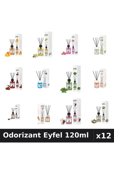 Eyfel Set 12 Odorizant Cameră cu Bețișoare 120ml - 12 Arome Asortate, Parfum ...