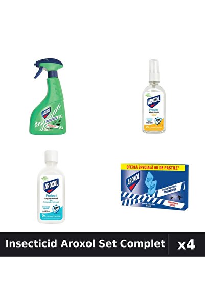 Aroxol Set 4 Insecticid - Spray 400ml, Loțiune Repelent 85ml, Pastile 60buc