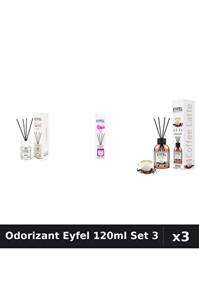 Eyfel Set 3 Odorizant Camera Betisoare 120ml - Bumbac, Bubble Gum, Cafea