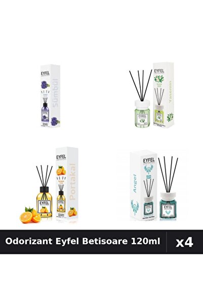 Eyfel Set 4 Odorizant Camera Betisoare 120ml - Angel, Iasomie, Portocala, Zam...