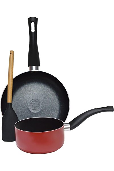Sweet Home Aluminum Cookware Set - 3 Pieces, Red