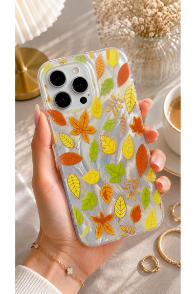 EDELFU iPhone 16 Pro Compatible - Aurora Shiny Feather Pattern Silver Protect...