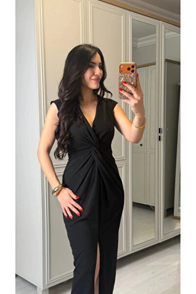 Generic Brand Women's Short Sleeve V-Neck Sandy Midi Dress with Wrap Detail o...