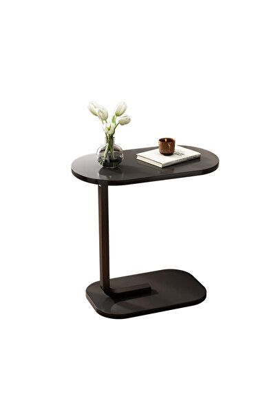 Fikpoo Compact C-Shaped Side Table-Space-Saving End Table with Sturdy Metal F...