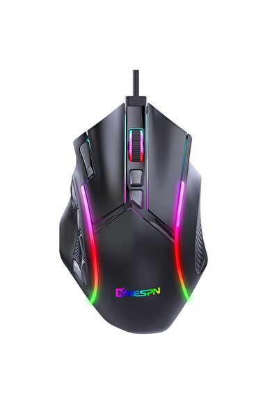 MKESPN X9 10 Tuşlu 7200 Dpı Rgb Makro Tanımlı Kablolu Oyun Faresi Black