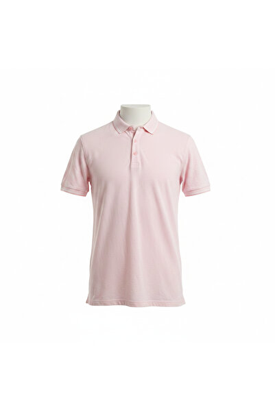 DUNNES STORES Men's Slim Fit Light Pink Piqué Polo Shirt