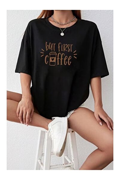 PAVRO Unisex Άνετο T-shirt με μικτό σχέδιο και στάμπα