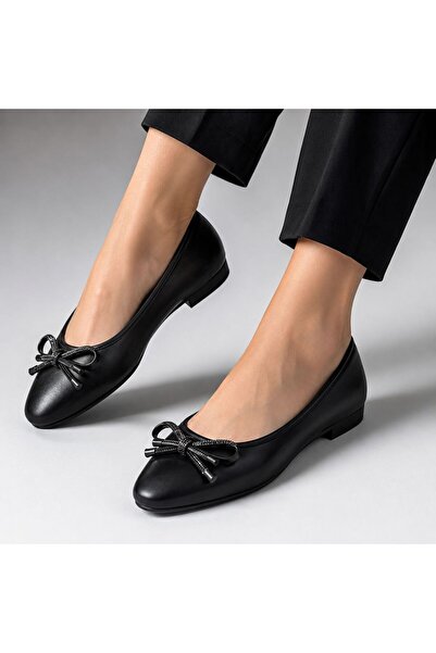 kaplan shoes Günlük Büyük Numara Taşlı Fiyonklu Babet