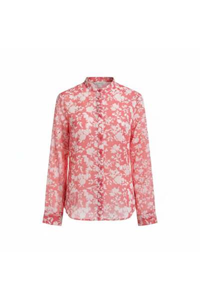 Genaric VIA MILANO Women's Floral Crepe Blouse - Coral/White