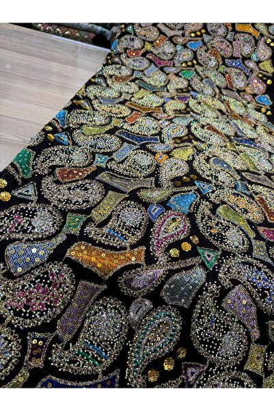 OsmanKumaşDantel Intensive Embroidery and Stone Cross-Stitch Fabric (100X150Cm)