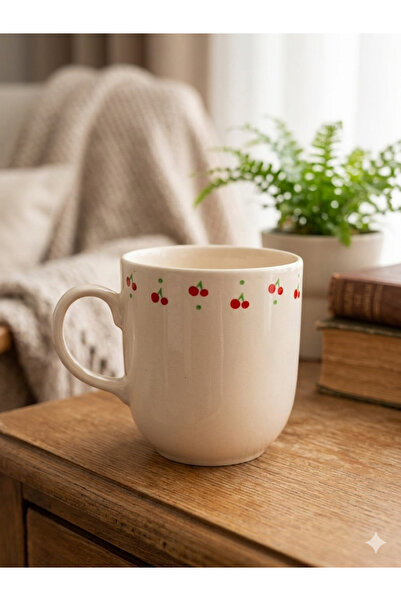 PALTO TASARIM Tiny Cherries Cream Juno Mug - Gift Mug Cup Mug