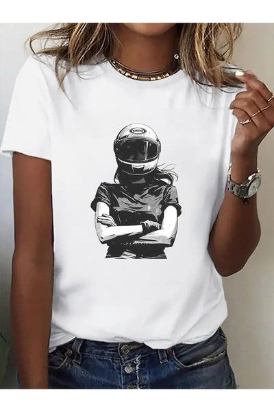 121 Fashionable Women's T-Shirt with Stylish Pattern, Short-Sleeved T-Shirt, ...