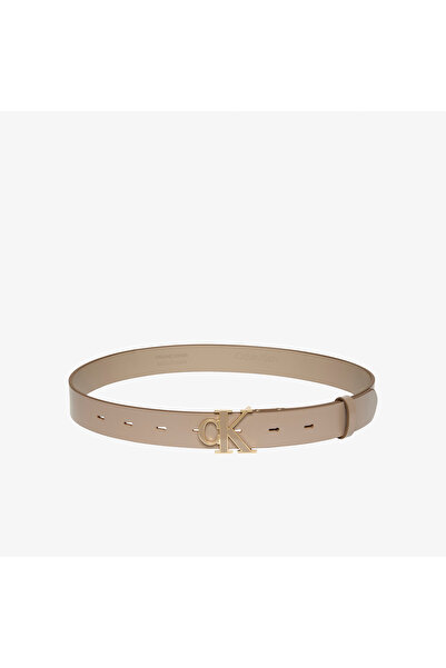 Calvin Klein Round Ck Buckle 30mm Belt Inlay Kadın Kahverengi Kemer