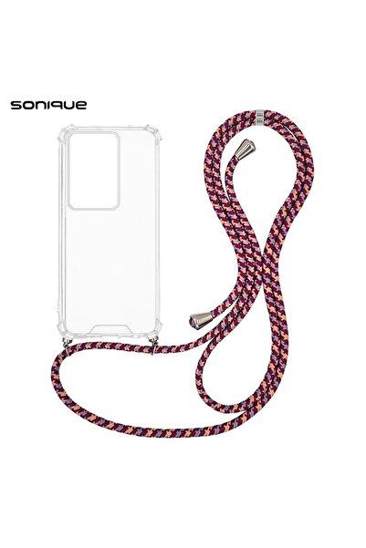 Sonique Θήκη Σιλικόνης με Κορδόνι Armor Clear Oppo A79 5G Rainbow Μπορντό