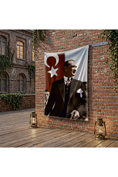 puntodizayn Gazi Mustafa Kemal Atatürk poster Bayrak Raşel Kumaş 100x150 cm A...
