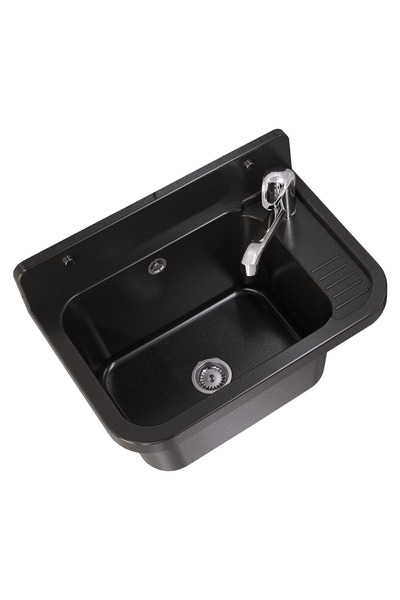 Granitan Paron sink, 50x34x31 cm, marbled black, with siphon included