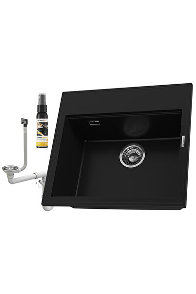 Granitan Chiuveta Granit Verno Neagra, o cuva, cu sifon manual si impregnant