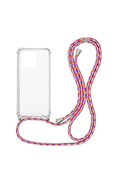 Sonique Θήκη Σιλικόνης με Κορδόνι Armor Clear Xiaomi Redmi 10C Rainbow Κοραλλί