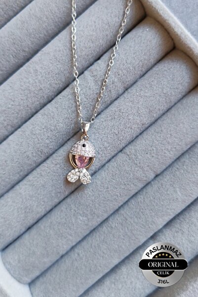 Lynare Zircon Stone Fish Model 316 L Steel Necklace