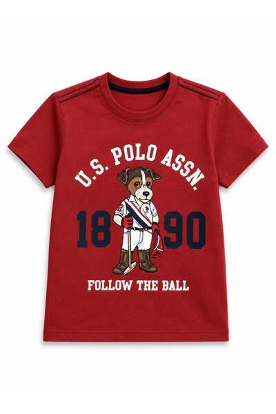 U.S. Polo Assn. يو اس بولو اسن. تي شيرت مطبوع عليه كلب للأولاد من 4 إلى 14 سن...