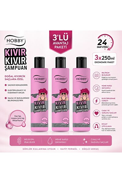 Hobby Şampuan Kıvır Kıvır Doğal Kıvırcık Saçlara Özel 250 ml *3 ADET