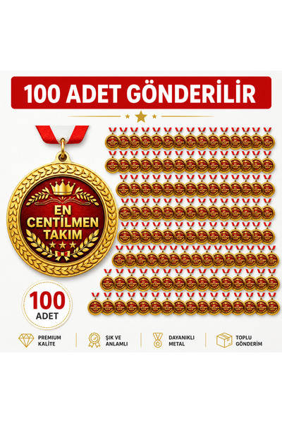 HiperAD Reklam EN CENTİLMEN TAKIM ALTIN RENGİ MADALYA Metal | Ödül Madalyası ALTIN Yarışma Okul Spor Tören 100 ADET