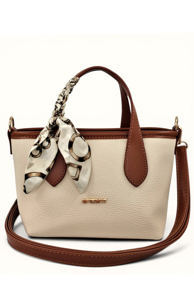 Evident Cream, Soft Textured, Scarf, Cross Strap, Minimalist, Hand & Shoulder...