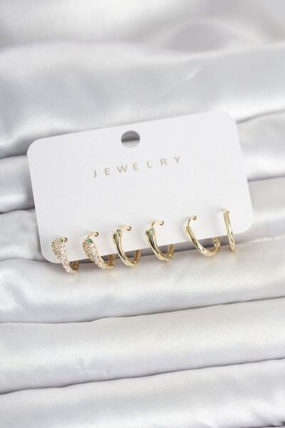 norsary Brass Gold Color Snake Model Women's Earring Set
