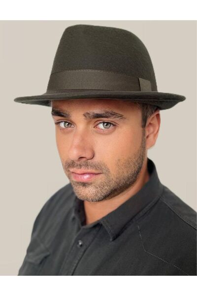 Confortino Men's luxury felt hat - Made in ROMANIA - khaki hat, 5 cm brim hat...
