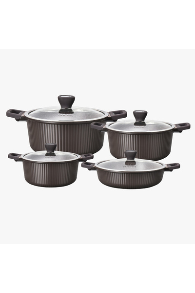 VOGATI MOCACO SERIES 8PCS TITANIUM GRANITE COATING NON STICK INDUCTION COOKWA...