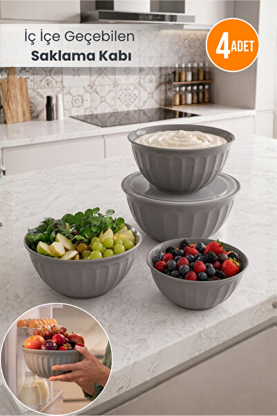 Orvila 4-Piece Nestable Mixing and Whisking Container Set with Lids, Multi-Pu...