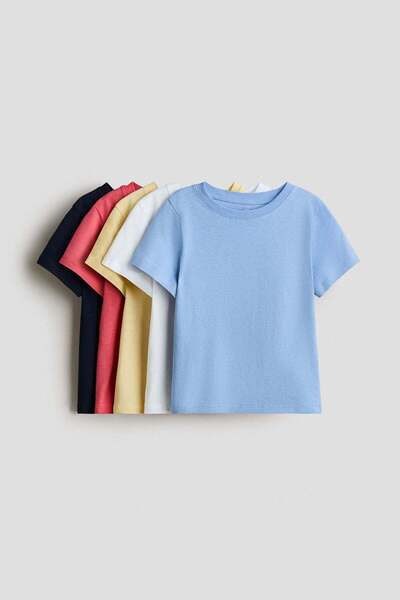 H&M مجموعة من 5 قمصان قطنية