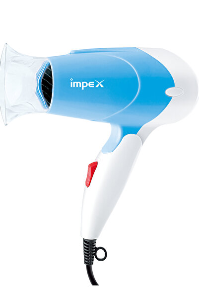 IMPEX مجفف شعر ساخن وبارد بقوة 1250 واط / مقبض قابل للطي محرك نحاسي يعمل بالتيار المستمر مع وظيفة تبريد الهواء، إعدادات حرارة مزدوجة، تصميم خفيف الوزن للسفر، حماية من الحرارة الزائدة / HD 1K4