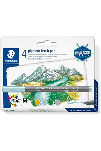 OEM Top Bottom Set of 4 STAEDTLER pigment markers in coordinated colors on bl...