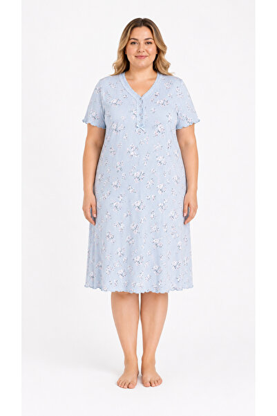YUYİ Angelique 70% Bamboo 30% Cotton Buttoned Collar Short Sleeves Plus Size ...