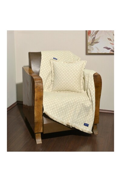Baby Oliver Ριχτάρι Διθέσιο 180x250 cm Σενίλ Σενίλ Εκρού Καρρώ Design 1100