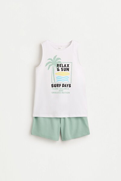 LEFTIES Desenli askılı pijama takımı