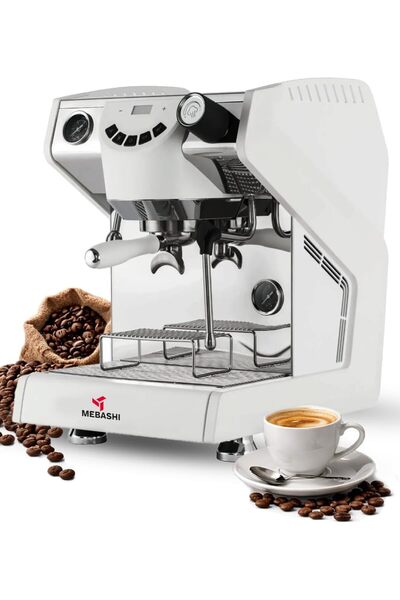 MEBASHI Commercial Coffee Machine, 1.7L Capacity, 15 Bar Pressure, Dual Boile...
