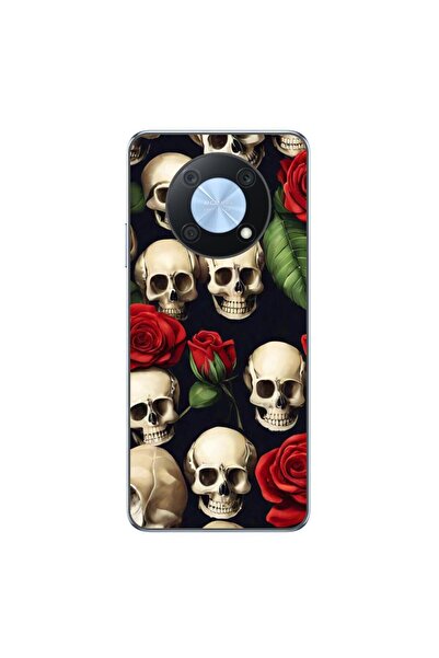 OEM Калъф, съвместим с Huawei Nova Y90, силиконов гел TPU, с шарка на черепи ...