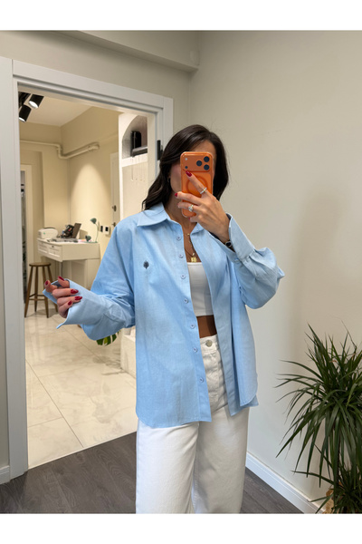 Vonica Official Nakış Detaylı Keten Gömlek