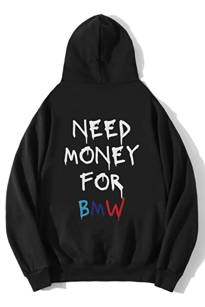 BRZ COLLECTION Hanorac Unisex Oversize BMW „Need Money For BMW” Negru