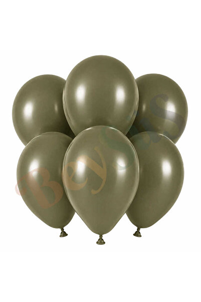 BeySüS Olive Color Latex Retro Balloon (30 cm) - 6 Pieces