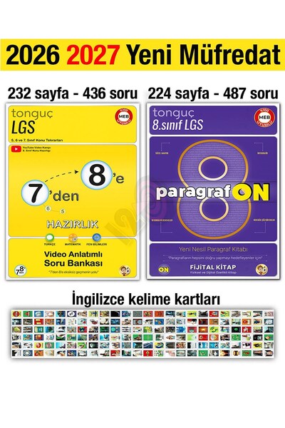Tonguç Yayınları 7'den 8'e Hazırlık Kitabı 2026 Yaz Tatili 2027 8. Sınıf LGS ...