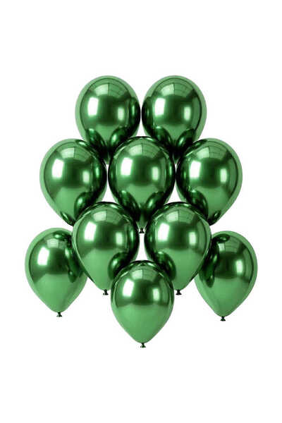 BeySüS Green Color Latex Chrome Balloon (15 cm) - 10 Pieces