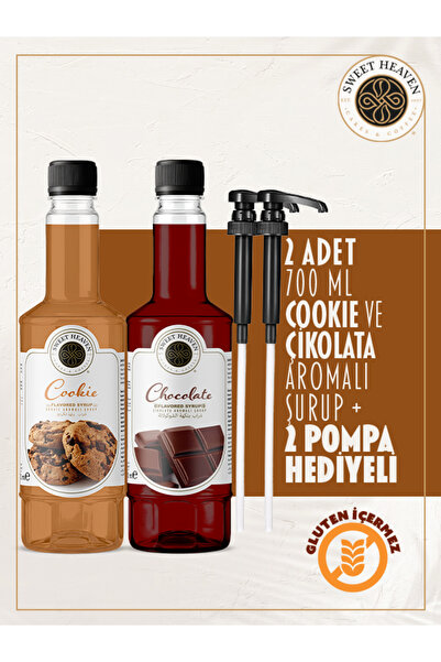 Sweet Heaven Çikolata ve Cookie 2li 700Ml Kahve Şurubu - Pompa Hediyeli