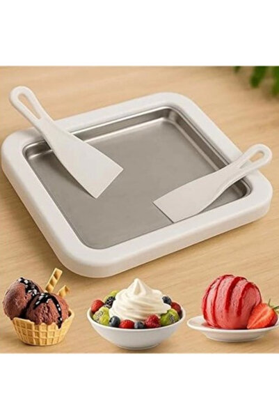 HİROS'H Ev Tipi Spatulalı Rulo Dondurma Tavası Soğuk Plaka Yoğurt Ice Cream Dondurma Yapma Tavası Buz Kalıbı