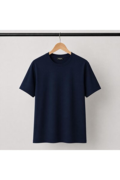 Kuraff Giyim Unisex Basic Cotton T-Shirt with Circular Necklace in Solid Color
