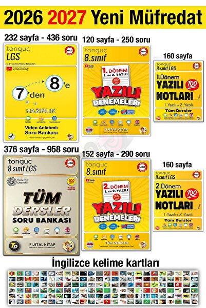 Tonguç Yayınları 7'den 8'e Hazırlık Kitabı 2026 Yaz Tatili 2027 8. Sınıf Tüm ...