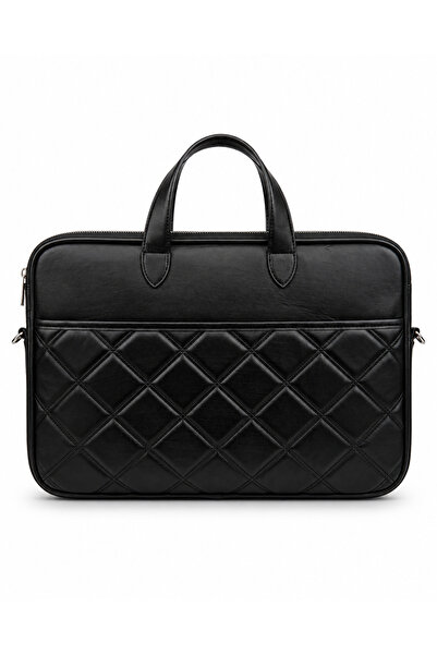 Moda West Black Quilted Laptop and Briefcase Compatible with 15.6-16.9 Inch D...