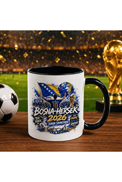 Bk Gift كأس أسود بتصميم كأس العالم لكرة القدم بتصميم مشجعي البوسنة والهرسك - 1